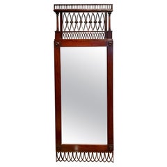 19th Century Biedermeier Mirror with Column and Arcade Capital