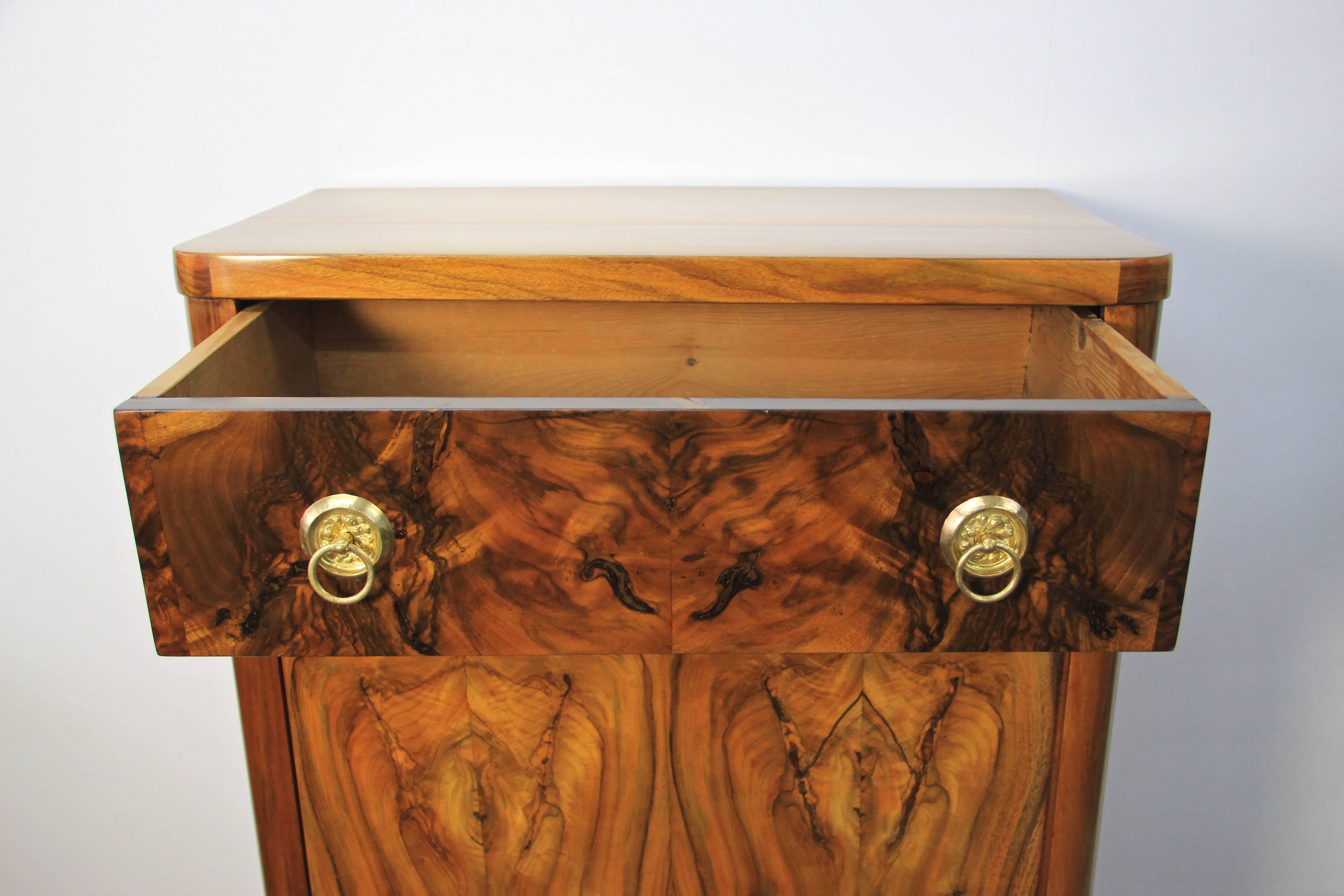 Austrian 19th Century Biedermeier Nut Wood Cabinet with Drawer, circa 1880