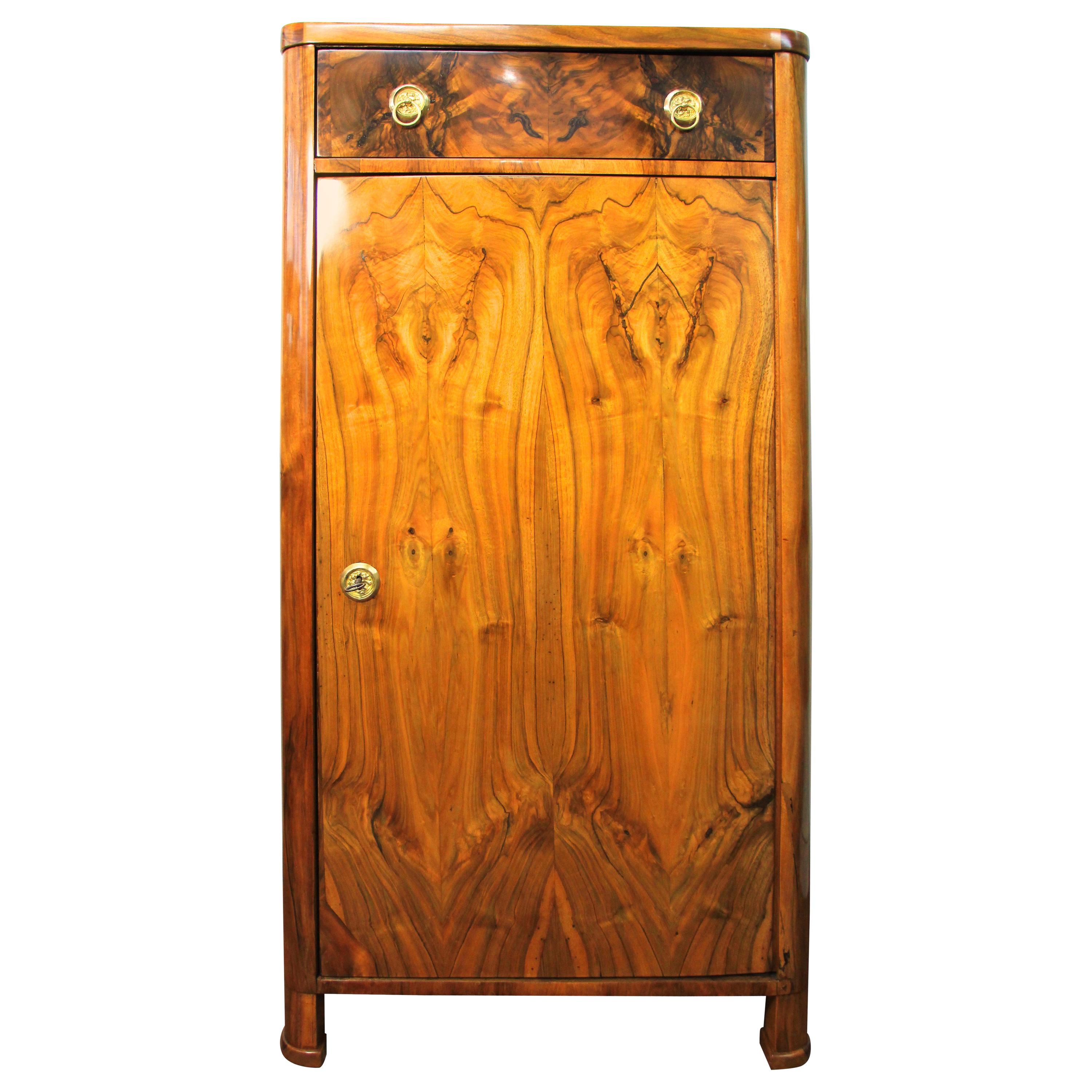 19th Century Biedermeier Nut Wood Cabinet with Drawer, circa 1880