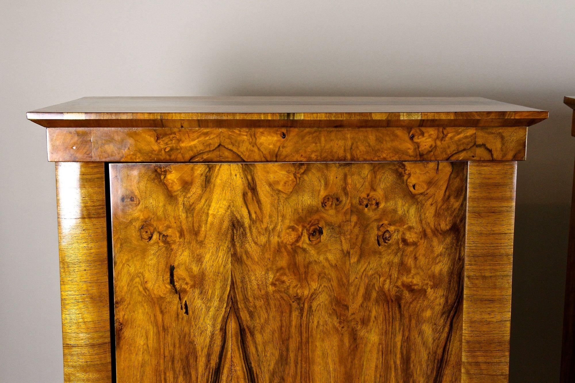 Fatto a mano Armadi in legno di noce Biedermeier del XIX secolo, Austria, 1830 circa in vendita