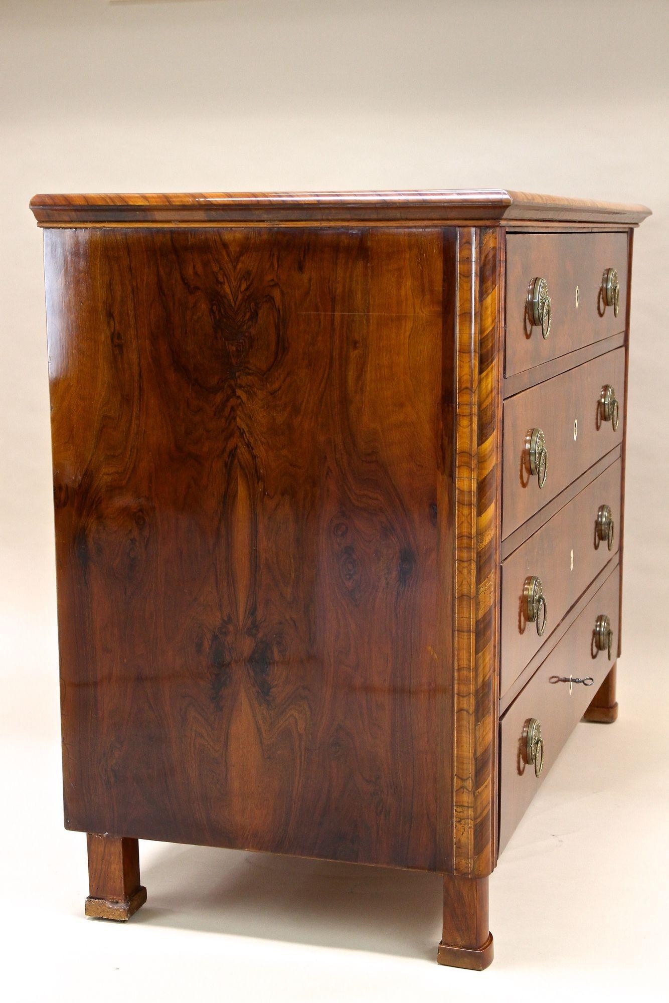 19th Century Biedermeier Nutwood Chest of Drawers/ Commode, Austria ca. 1840 For Sale 12