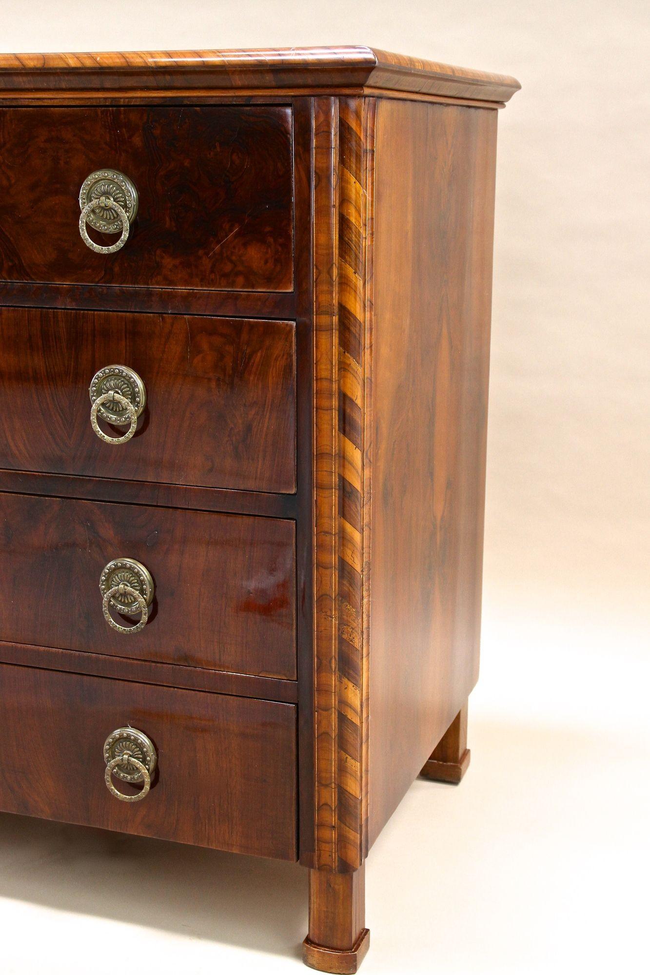 19th Century Biedermeier Nutwood Chest of Drawers/ Commode, Austria ca. 1840 For Sale 2