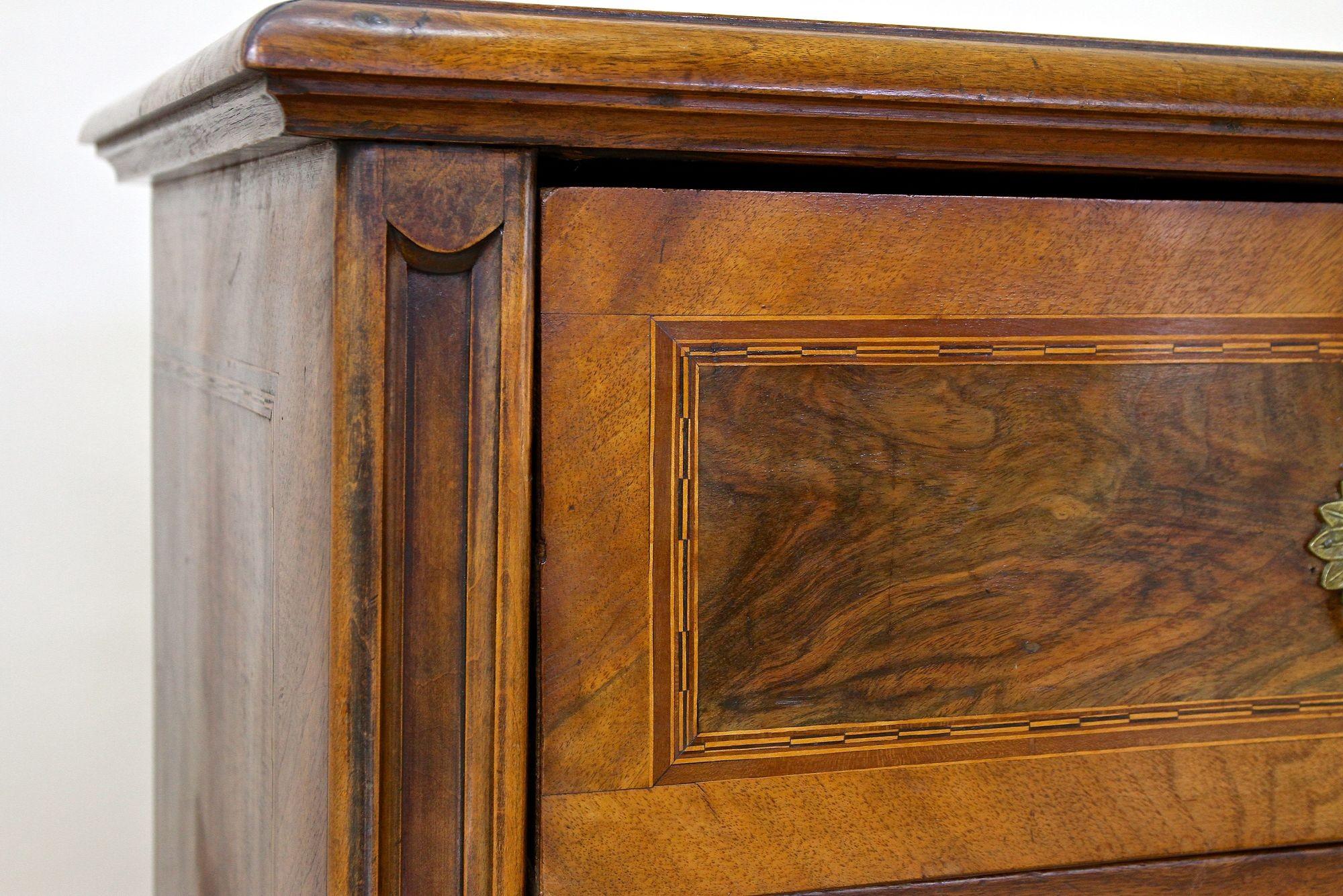 19th Century Biedermeier Nutwood Chest Of Drawers With Micro-Inlays, AT ca. 1850 For Sale 2