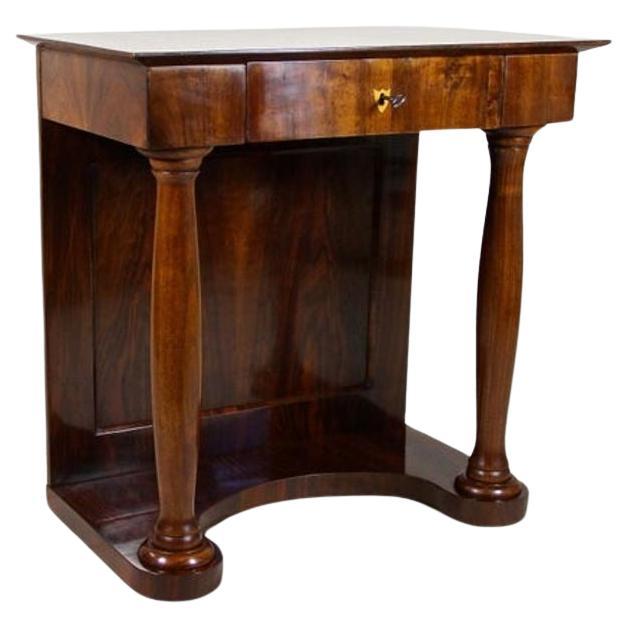 19th Century Biedermeier Nutwood Console Table with Columns, Austria, circa 1860 For Sale