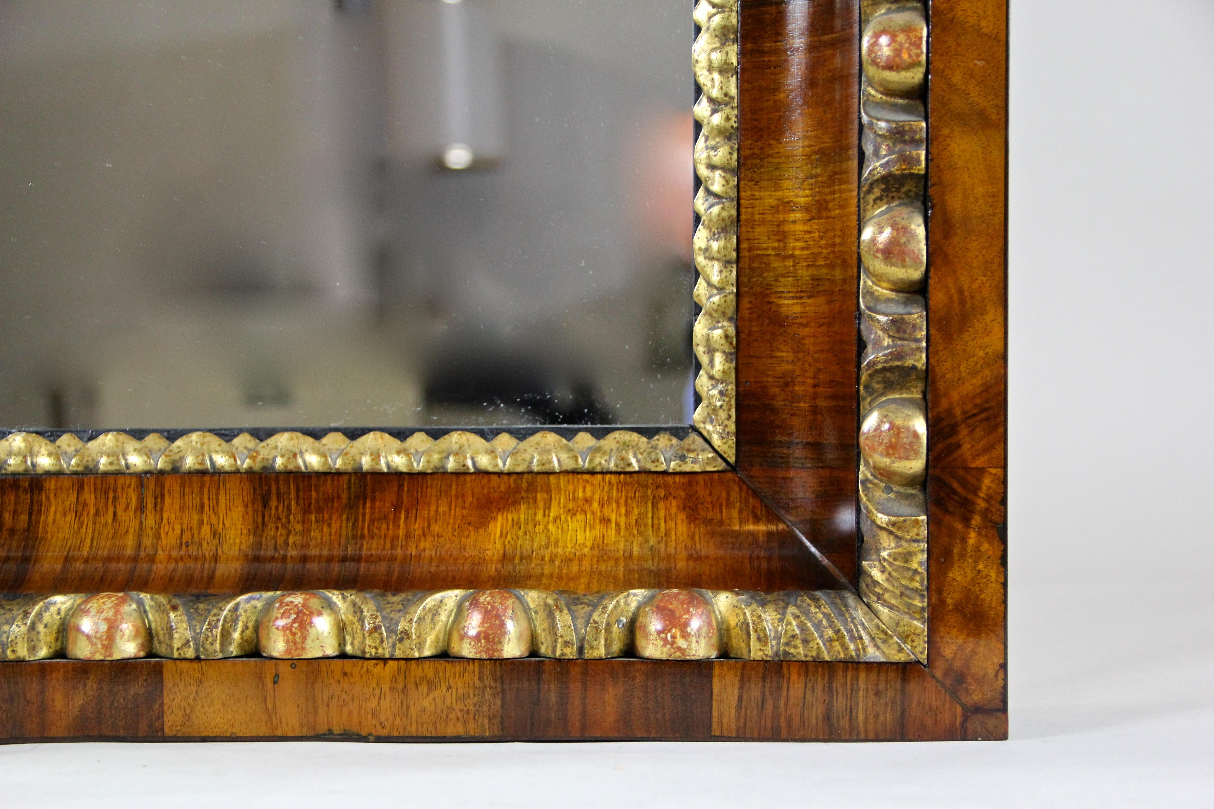Spruce 19th Century Biedermeier Nutwood Mirror Egg and Dart Design, Austria, circa 1820