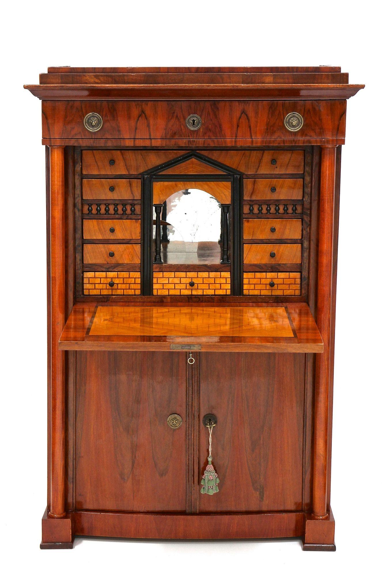 Ebonized 19th Century Biedermeier Nutwood Secretary Desk/ Secretaire, Austria ca. 1820/25 For Sale