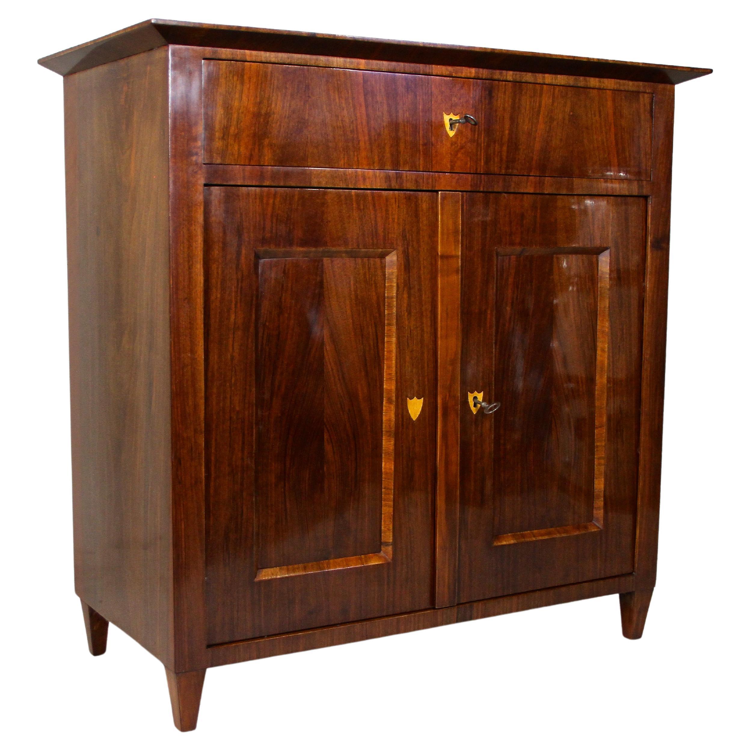 19th Century Biedermeier Nutwood Trumeau Commode, Austria, circa 1860 For Sale