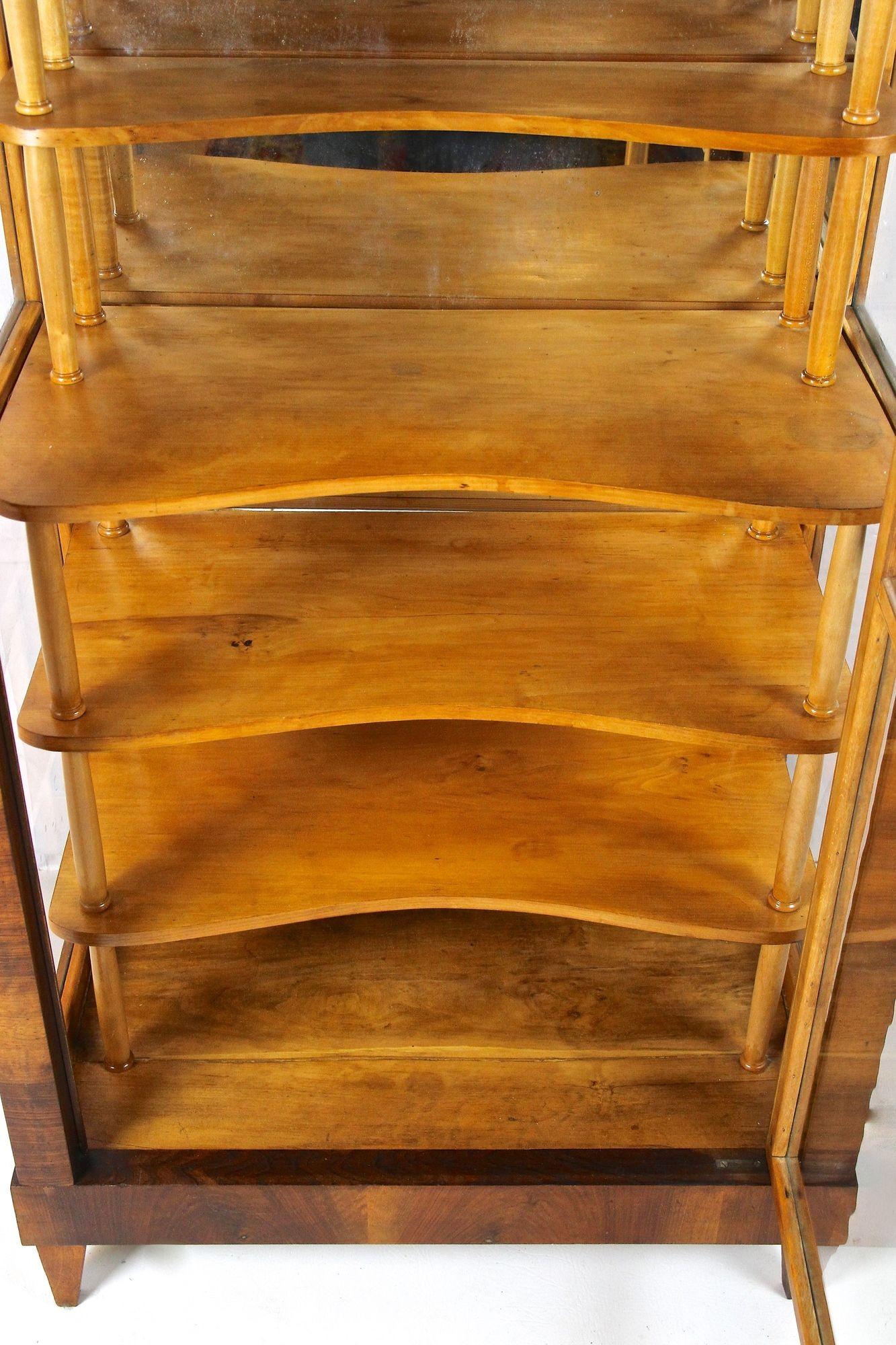 Ottone Vetrinetta in legno di noce Biedermeier del XIX secolo, Austria, circa 1840 in vendita