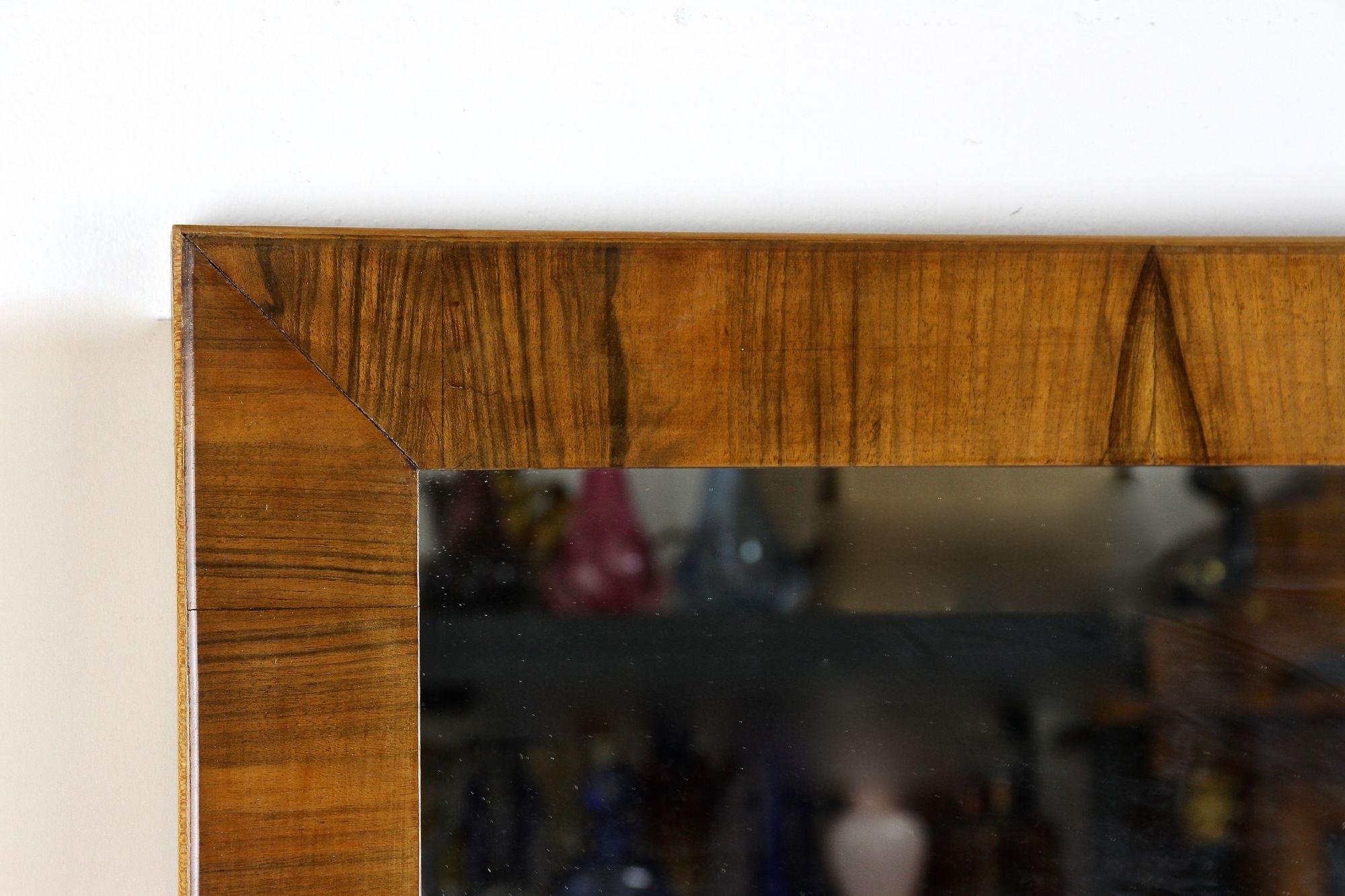 Austrian 19th Century Biedermeier Nutwood Wall Mirror, Austria ca. 1840 For Sale