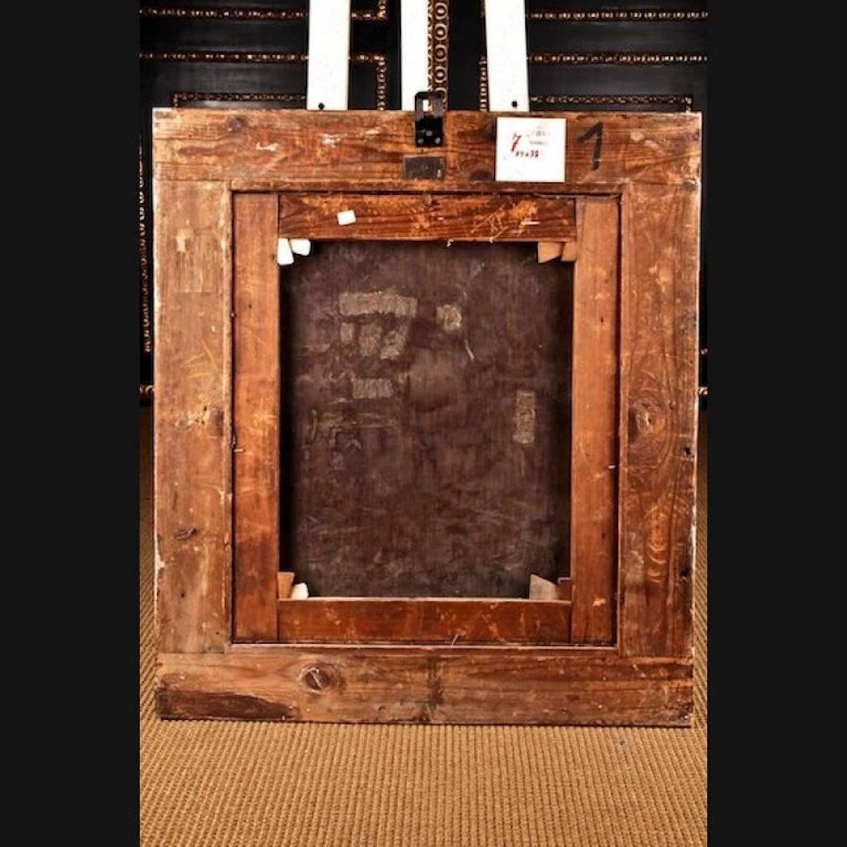 Óleo Biedermeier del siglo XIX sobre lienzo Retrato de pareja en venta 4