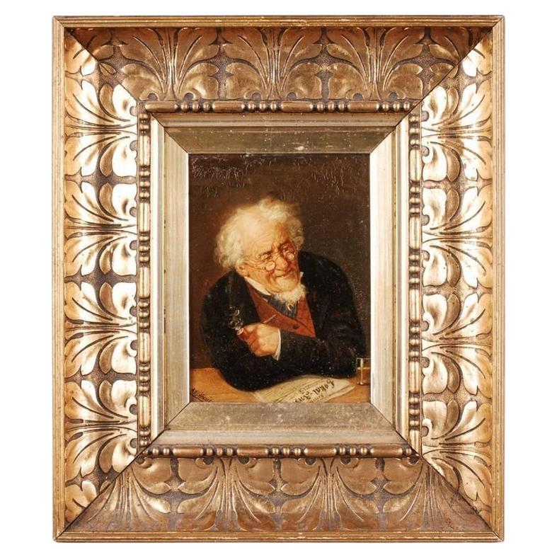 Pintura al óleo Biedermeier del siglo XIX por Alex Hoenig