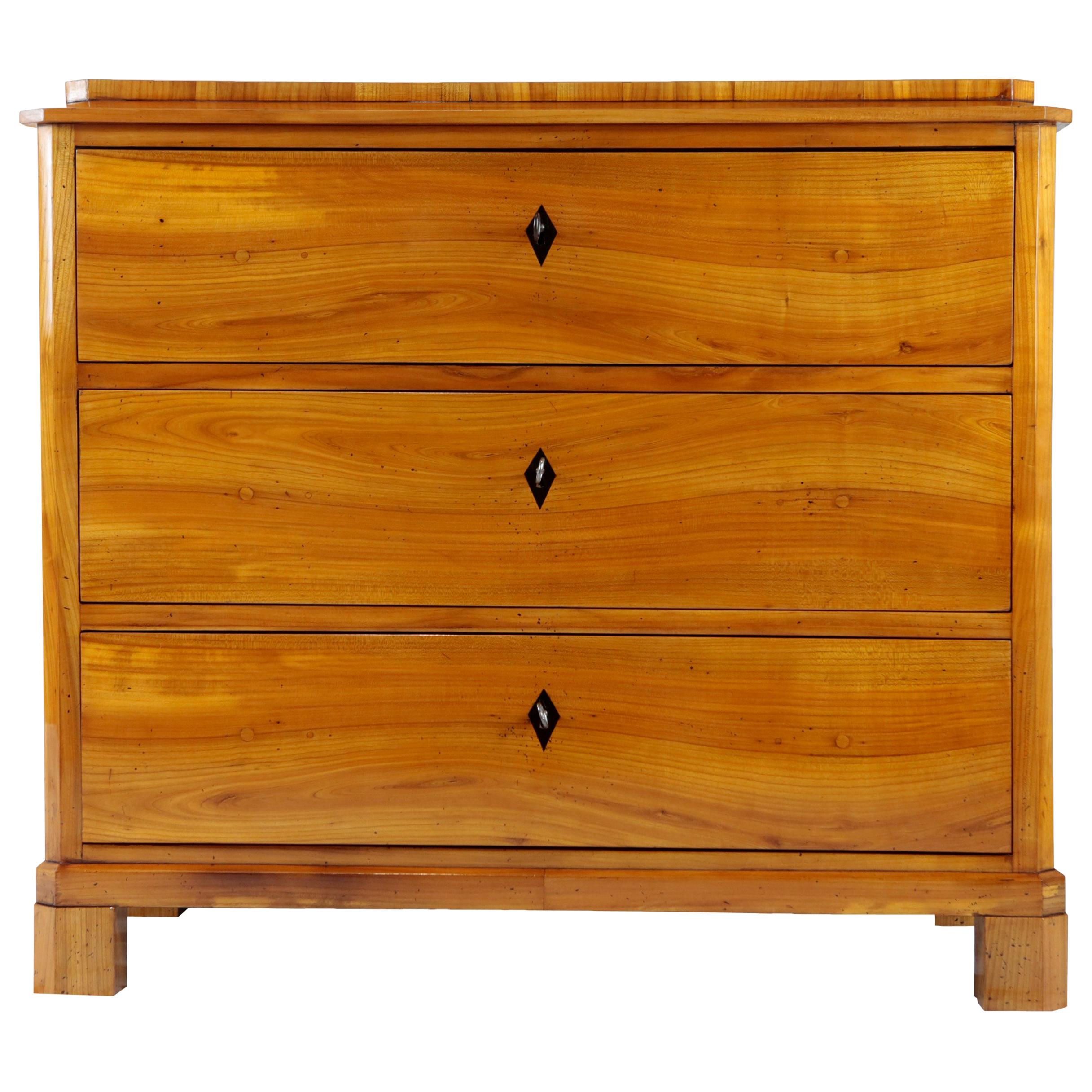 19th Century Biedermeier Period Chest of Drawers, Cherry Tree, 1820-1830, Brown For Sale