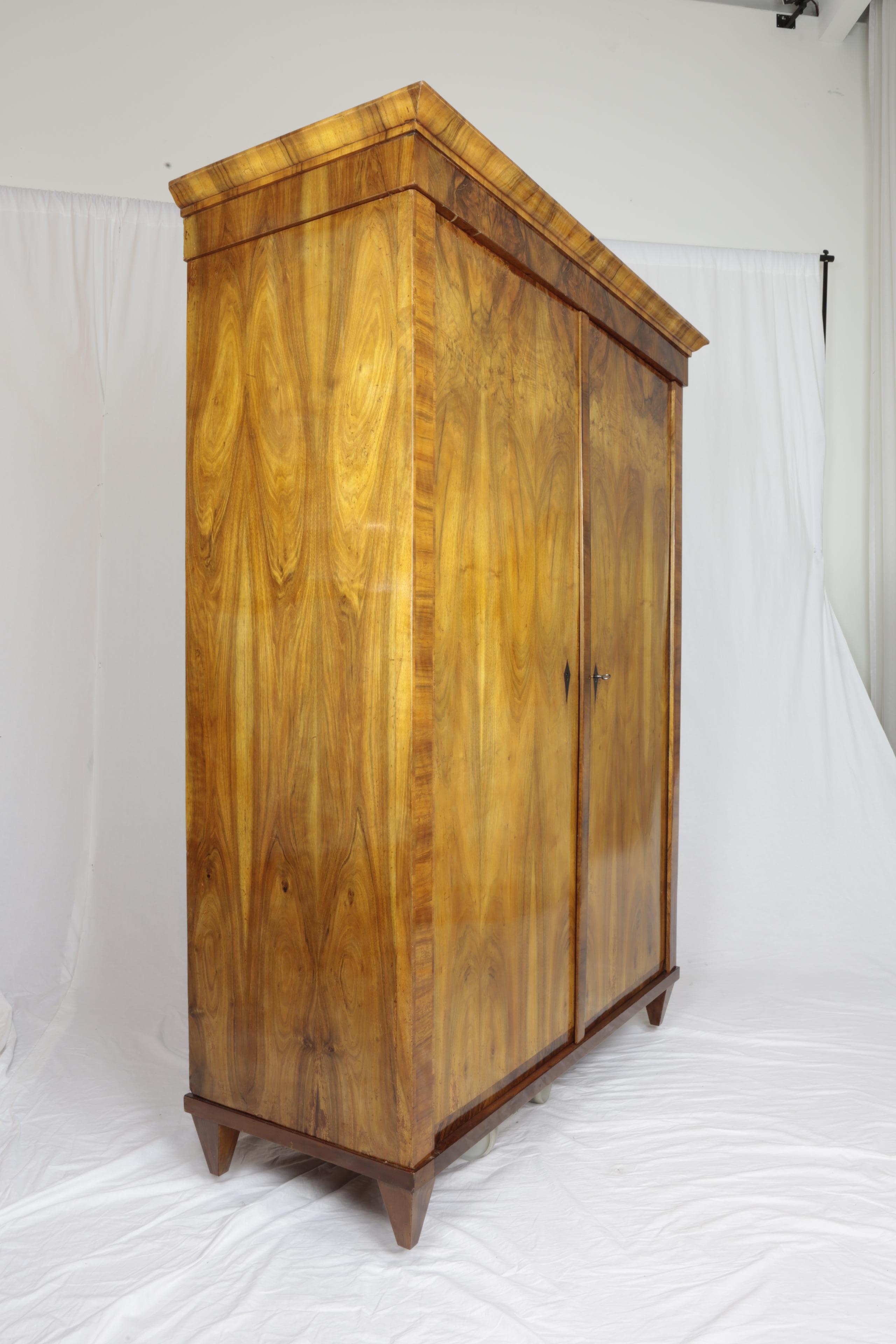 German 19th Century Biedermeier Period Cupboard Cabinet, Nutwood Veneered, Brown