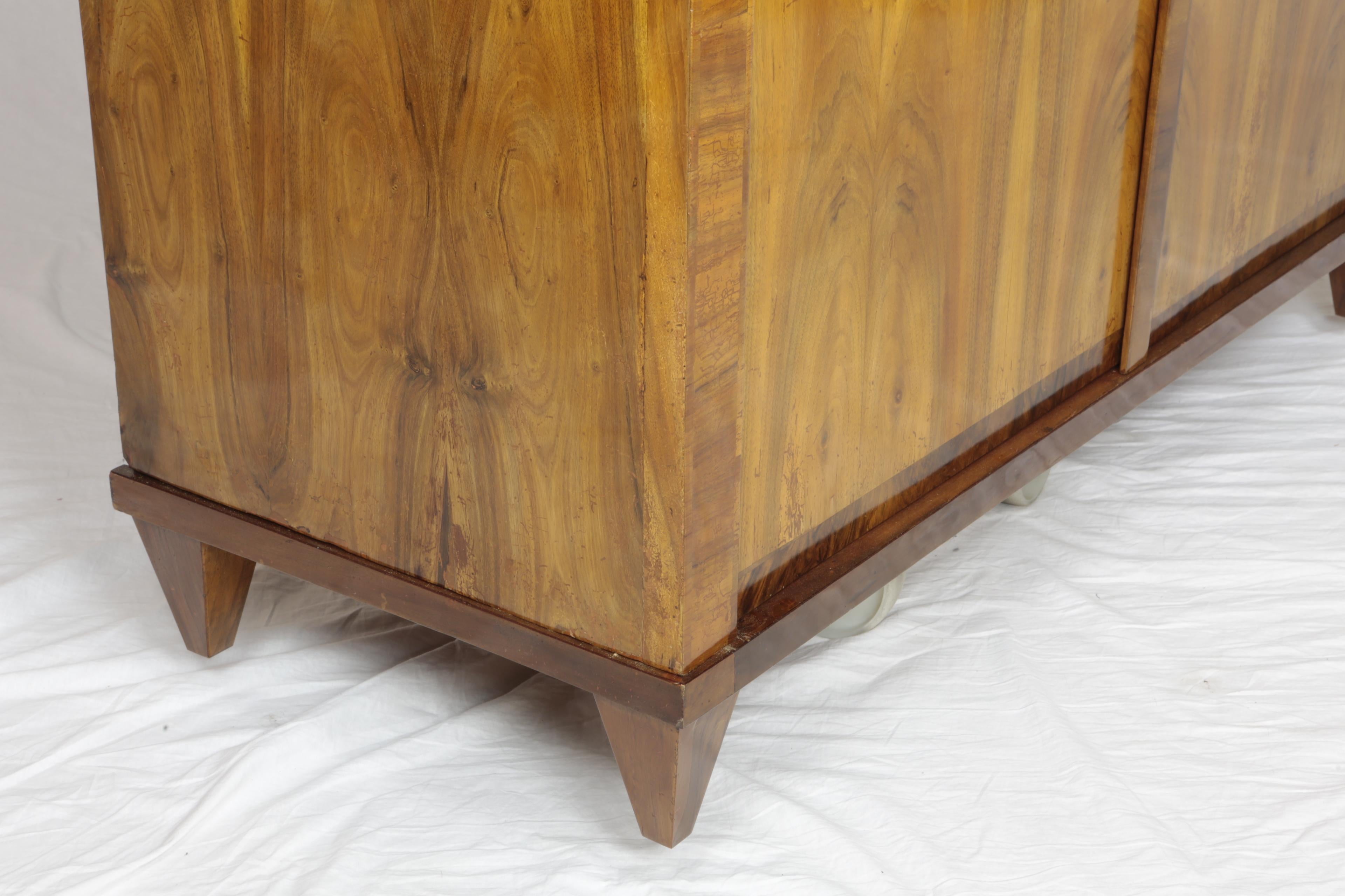 19th Century Biedermeier Period Cupboard Cabinet, Nutwood Veneered, Brown 1