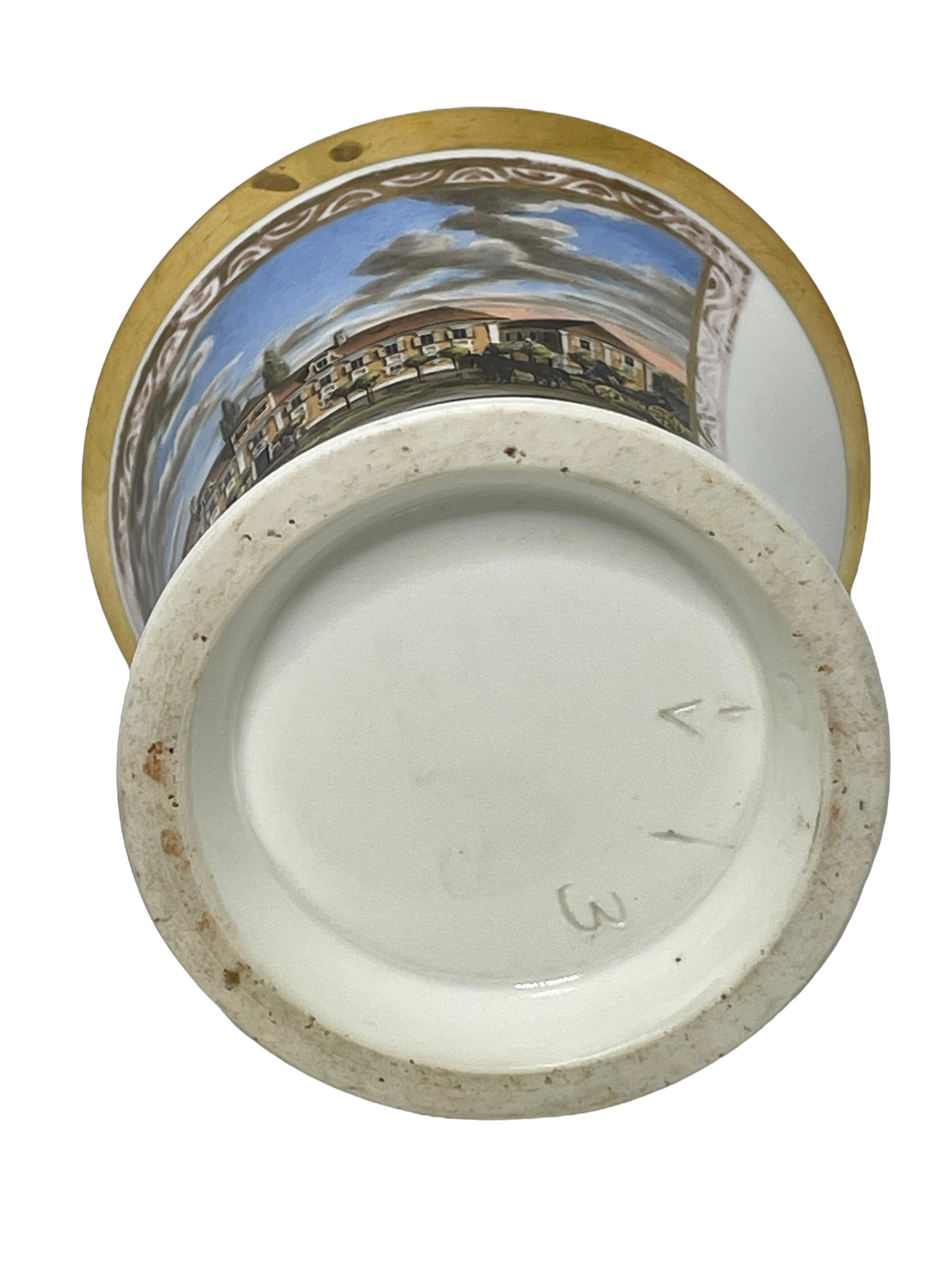 19th Century Biedermeier Period Topographical Porcelain Cup and Saucer For Sale 1