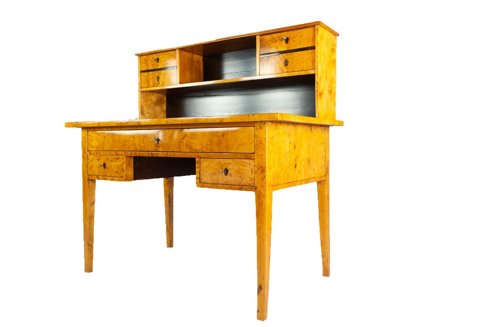 19th Century Biedermeier Period Writing Desk Secretary Birch, 1820-1930, Germany In Good Condition For Sale In Muenster, NRW