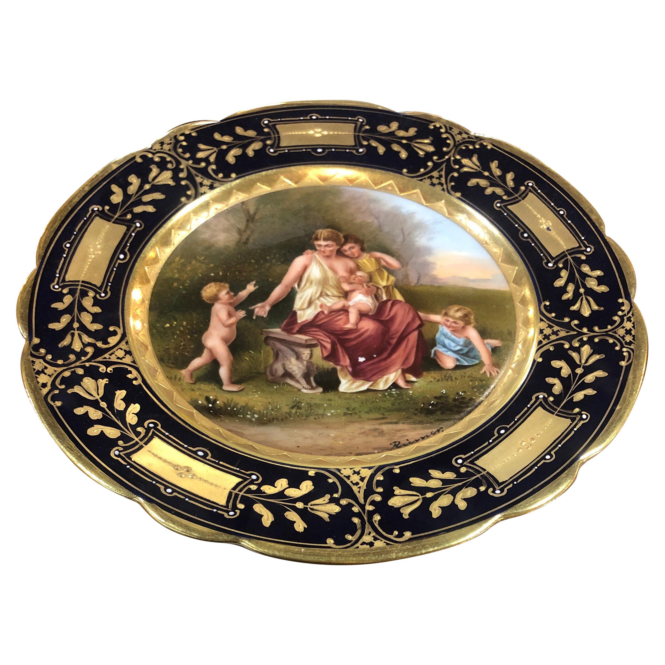 19th Century Biedermeier Porcelain Royal Vienna Hand Painted and Gilt, 1870s