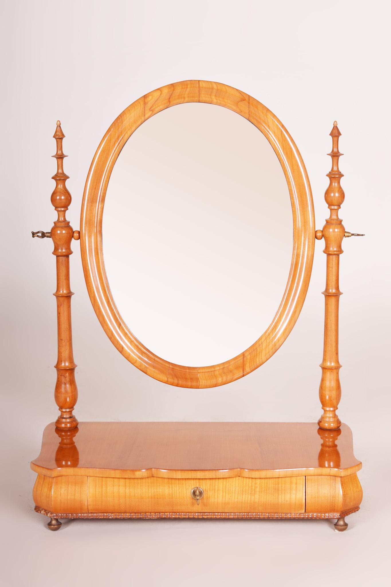 19th Century Biedermeier Restored Cherry Czech Mirror Dressing Table, 1860s For Sale 3