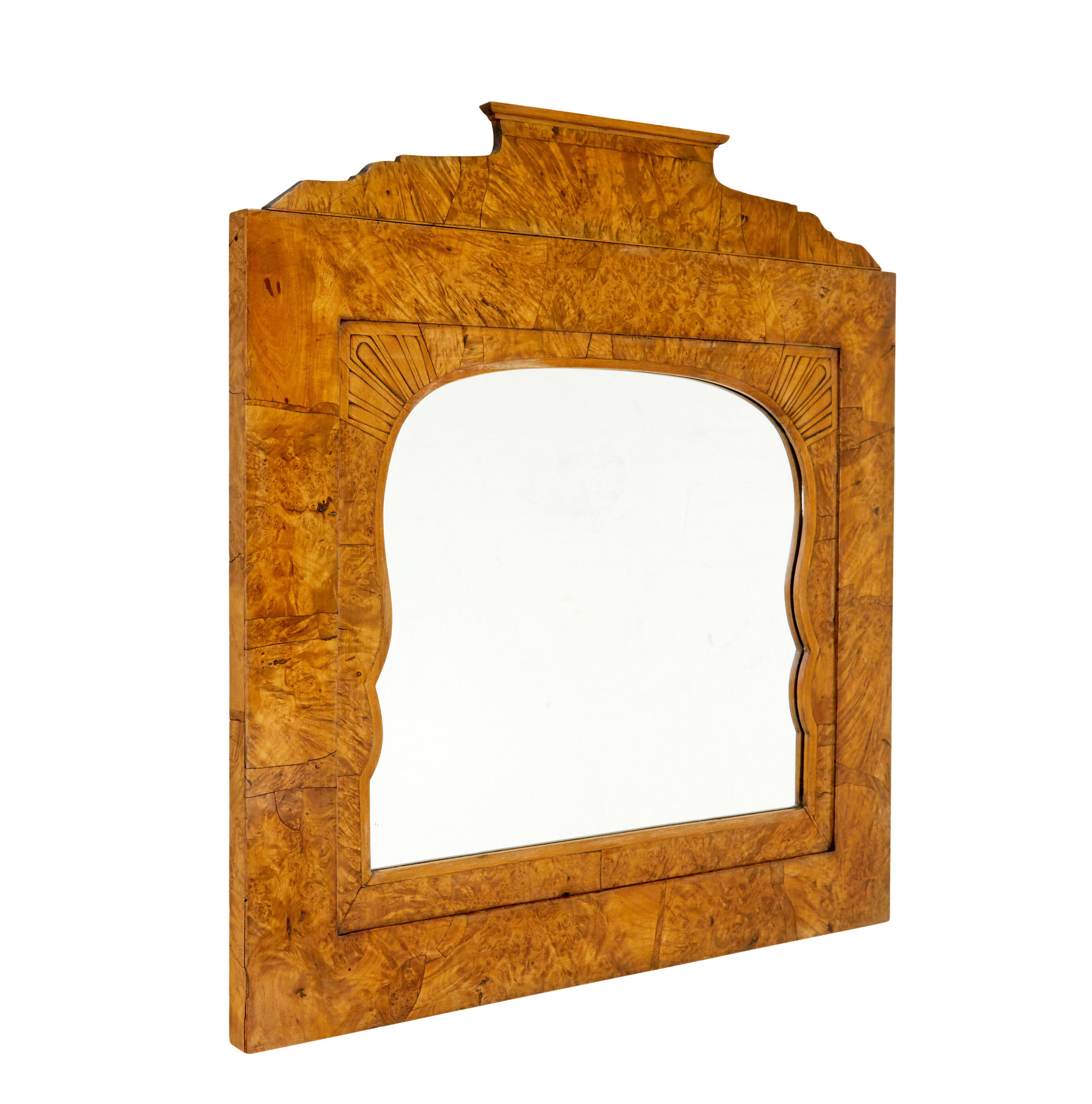Hand-Carved 19th century Biedermeier root birch mantle mirror For Sale