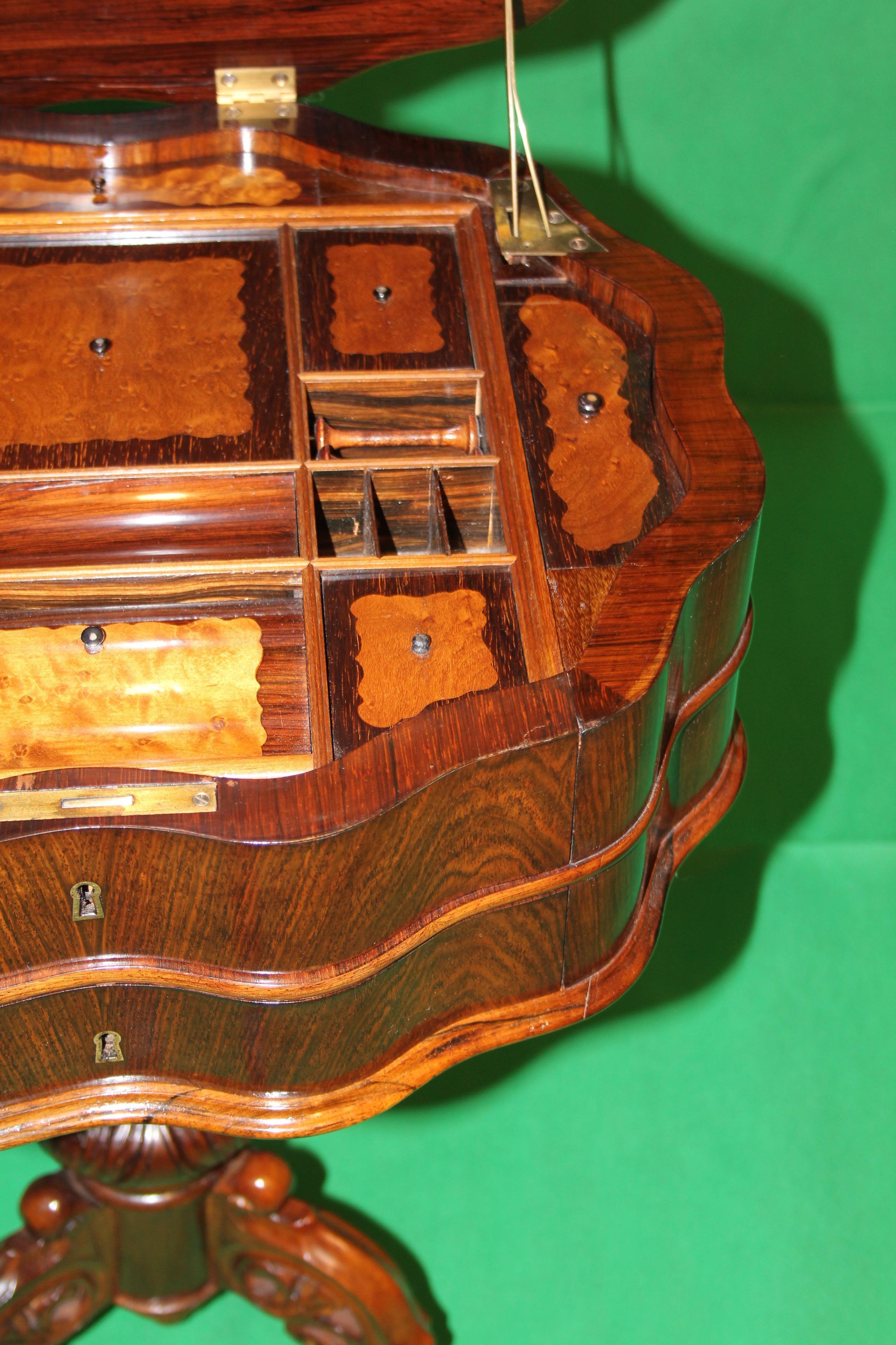 19th Century Biedermeier Rosewood Work Table, 1830s 1