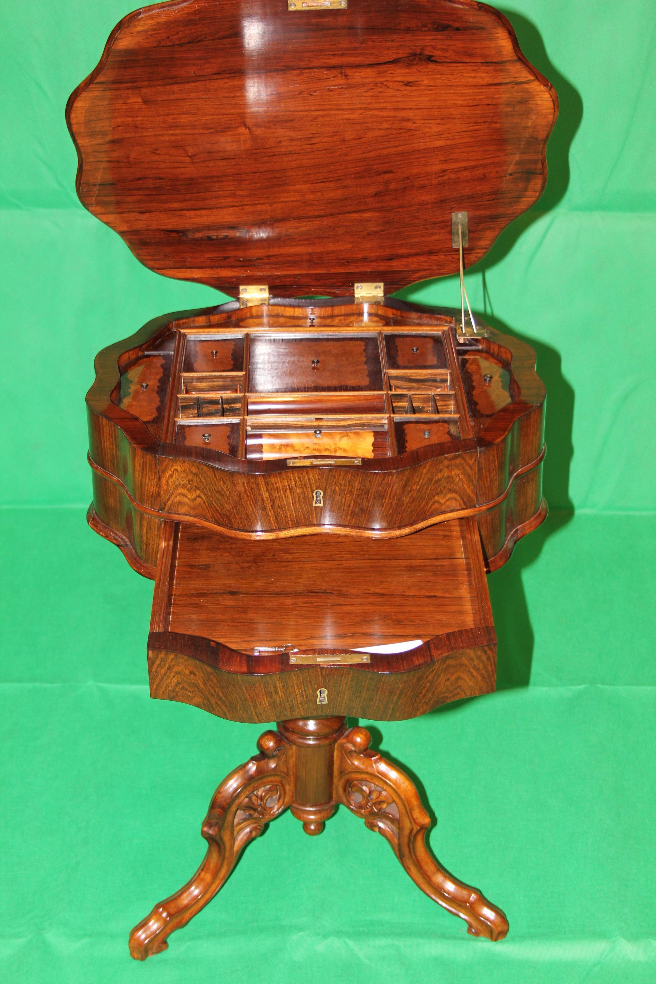 19th Century Biedermeier Rosewood Work Table, 1830s 3