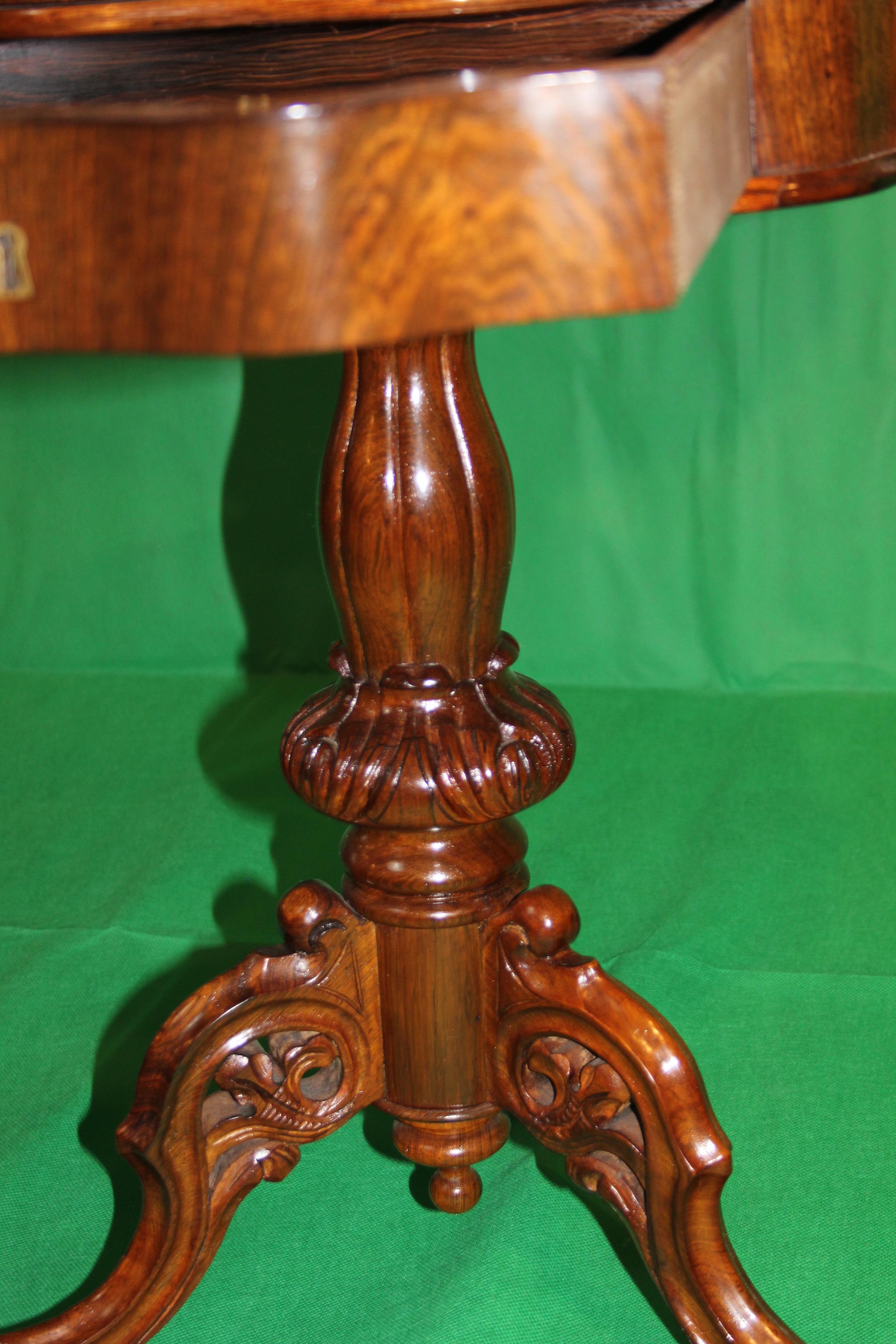 19th Century Biedermeier Rosewood Work Table, 1830s 4