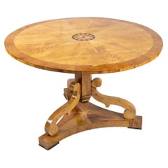 Antique 19th Century Biedermeier Round Birch Table