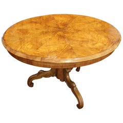 19th Century Biedermeier Round / Center Walnut Table