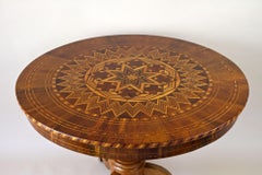 19th Century Biedermeier Round Coffee Table With Marquetry Works, AT ca. 1860