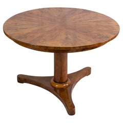 Antique 19th Century Biedermeier Round Salon Walnut Table