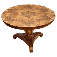 19th Century Biedermeier Round Salon Walnut Table