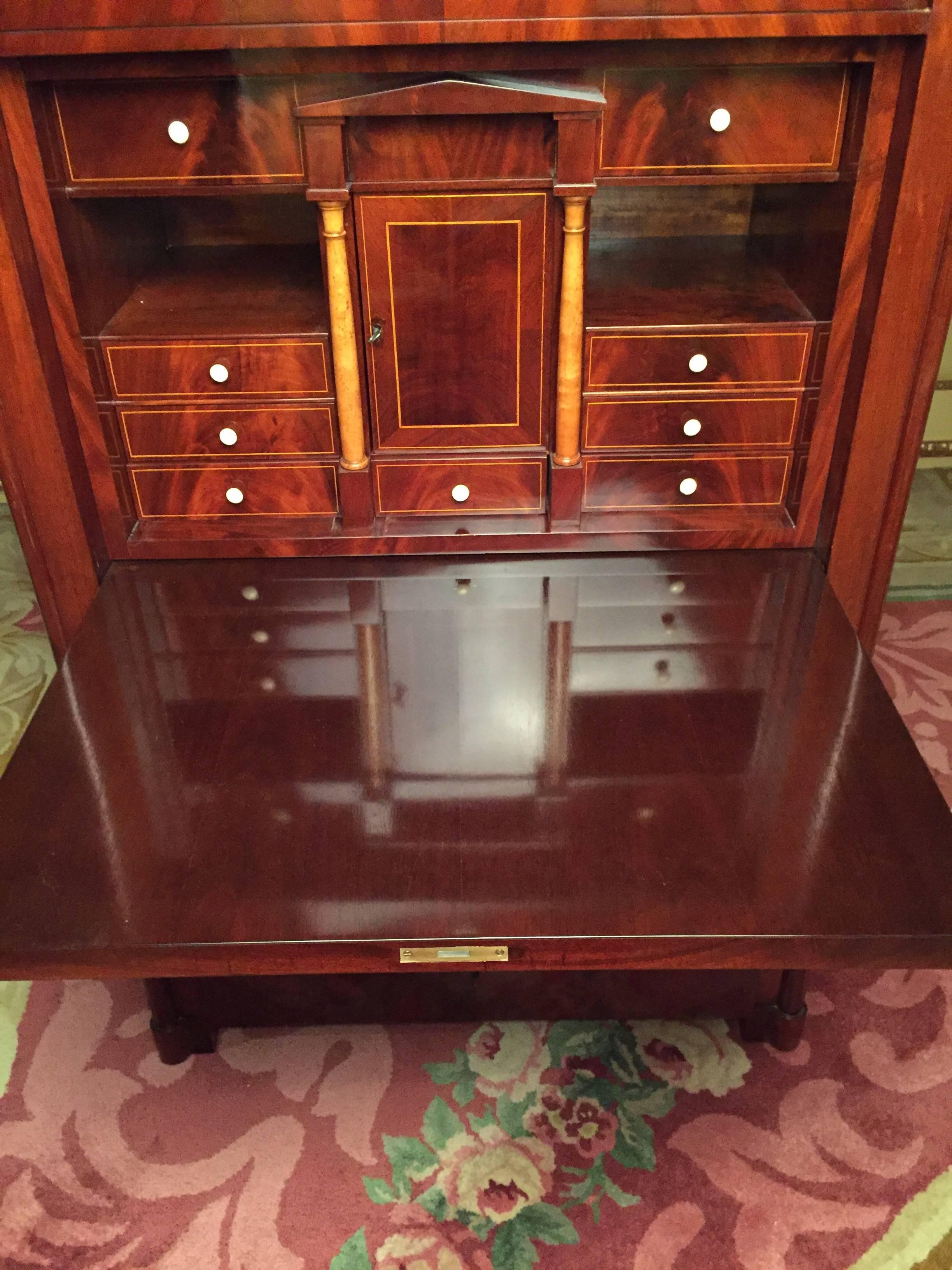 19th Century Biedermeier Secretary Mahogany, 1835 For Sale 1