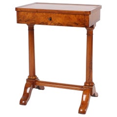 Antique 19th Century Biedermeier Sewing or Worktable, circa 1820, Walnut Shelac Polished