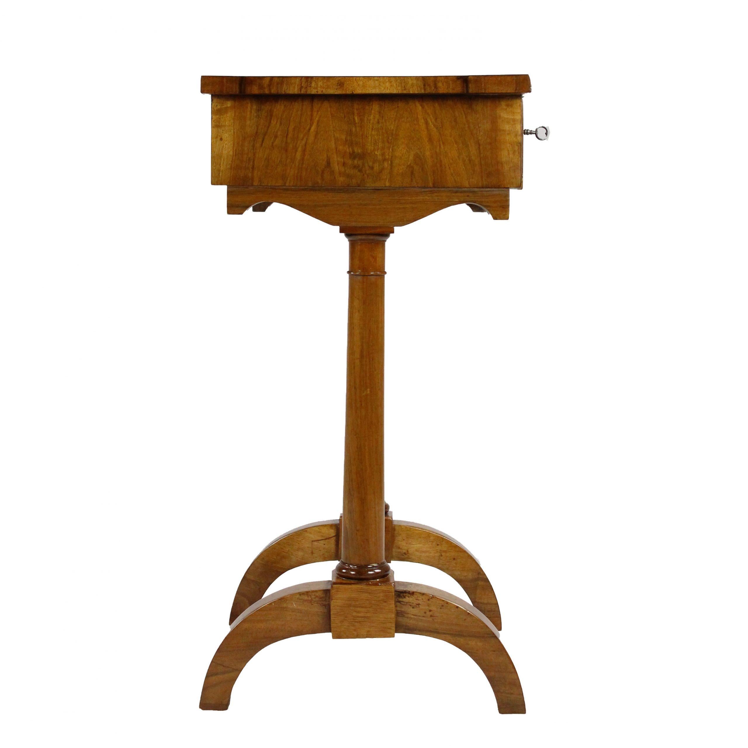 German 19th Century Biedermeier Side Table Sewing Table Nutwood For Sale