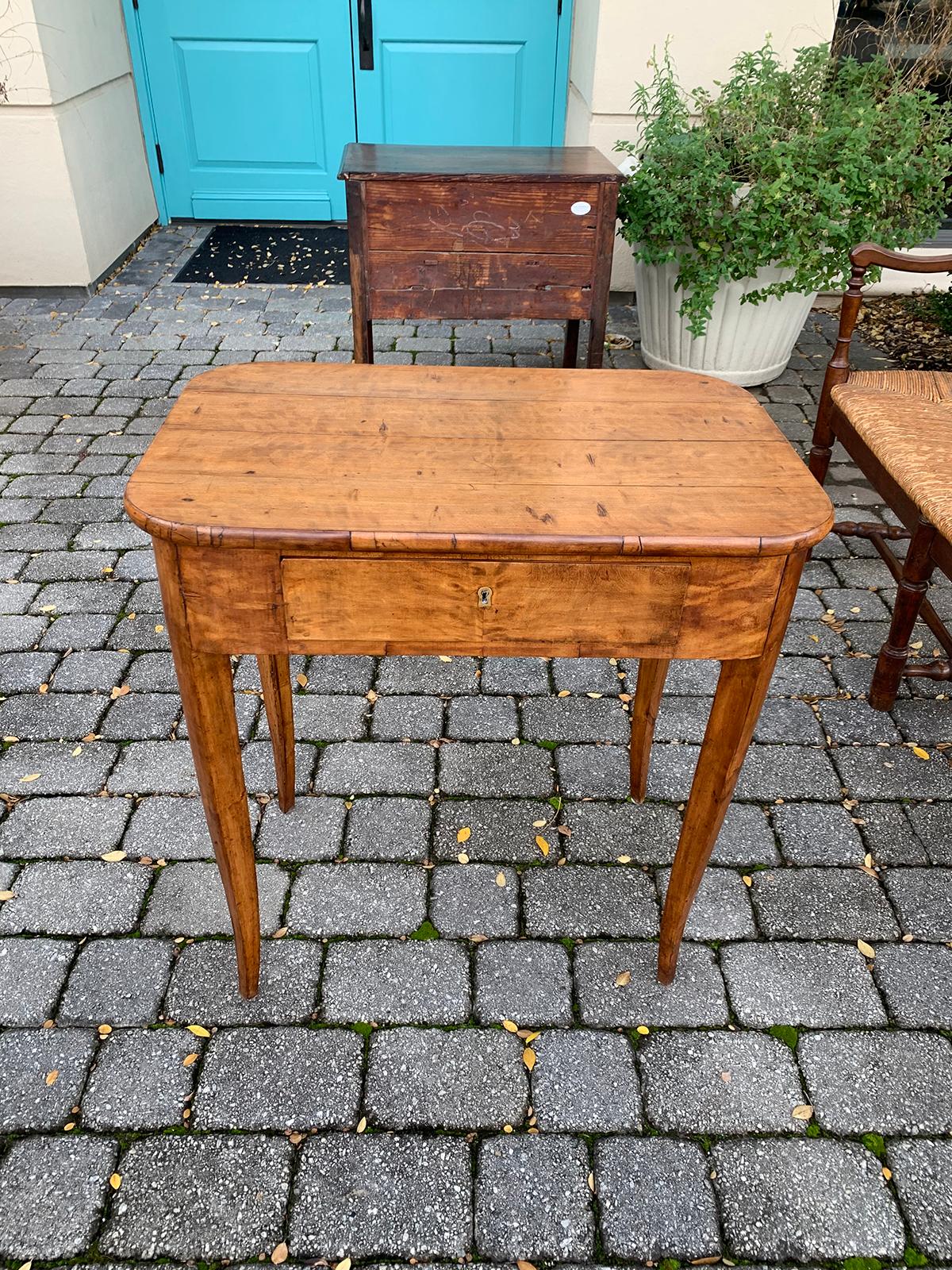 19th Century Biedermeier Side Table, Single Drawer 8