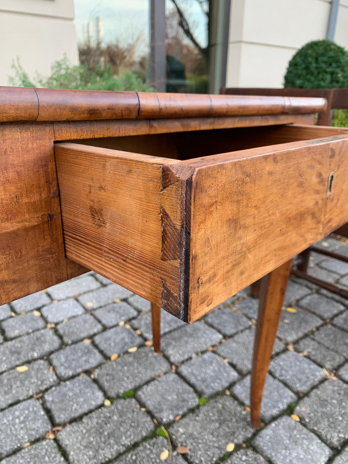19th Century Biedermeier Side Table, Single Drawer In Good Condition In Atlanta, GA