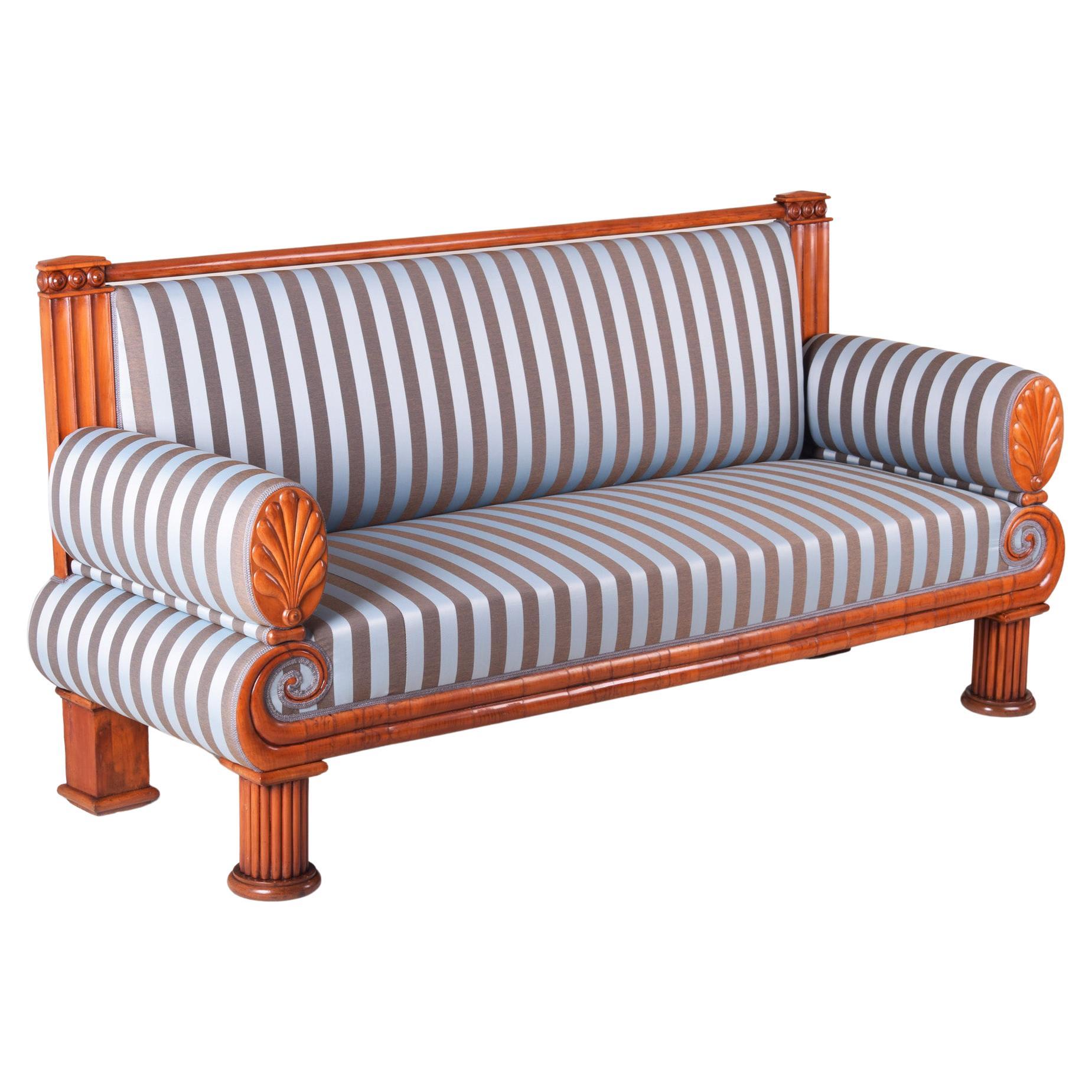 19th Century Biedermeier Sofa, Cherrywood, 1820s, Made in Czechia, Restored  For Sale at 1stDibs