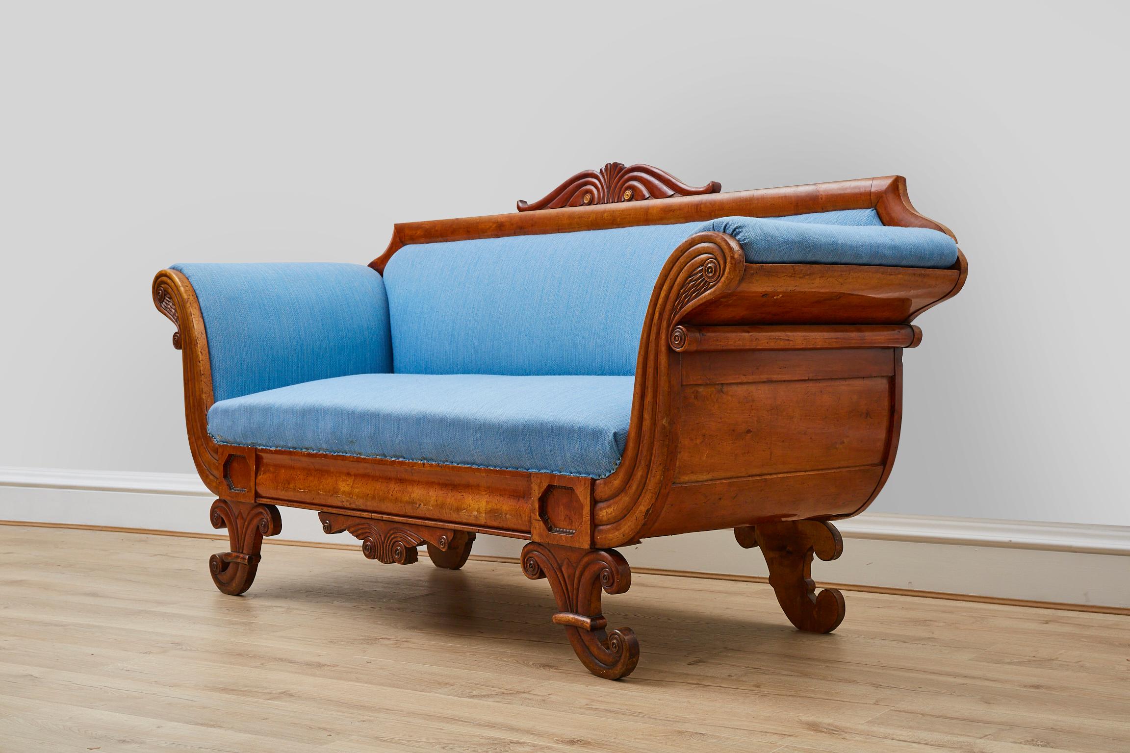 A Viennese Biedermeier sofa from around 1830 is a splendid representation of the Biedermeier style, which was prominent in Central Europe during the early to mid-19th century. These sofas are characterized by their elegant simplicity, refined