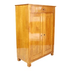 19th Century Biedermeier Solid Birch Vertiko or Cabinet