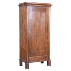 19th Century Biedermeier Solid Oak Wardrobe Cabinet, Restored, Czechia, 1830s
