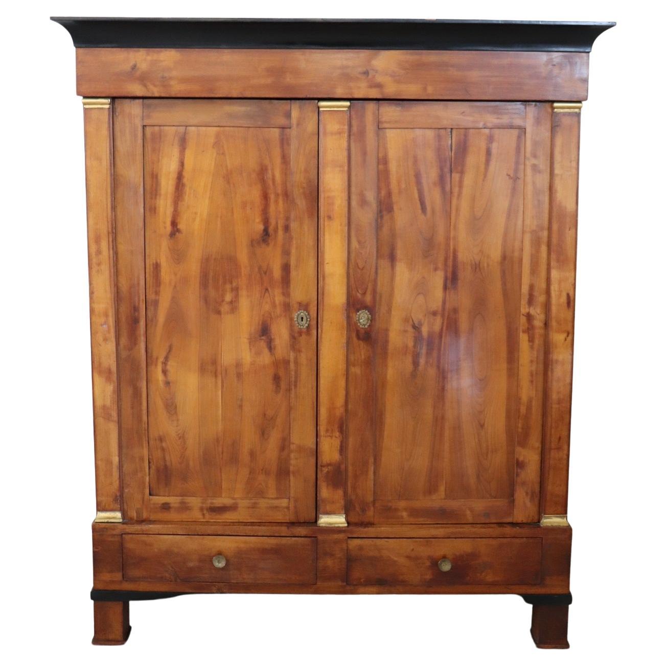 19th Century Biedermeier Solid Walnut Antique Wardrobe or Armoire