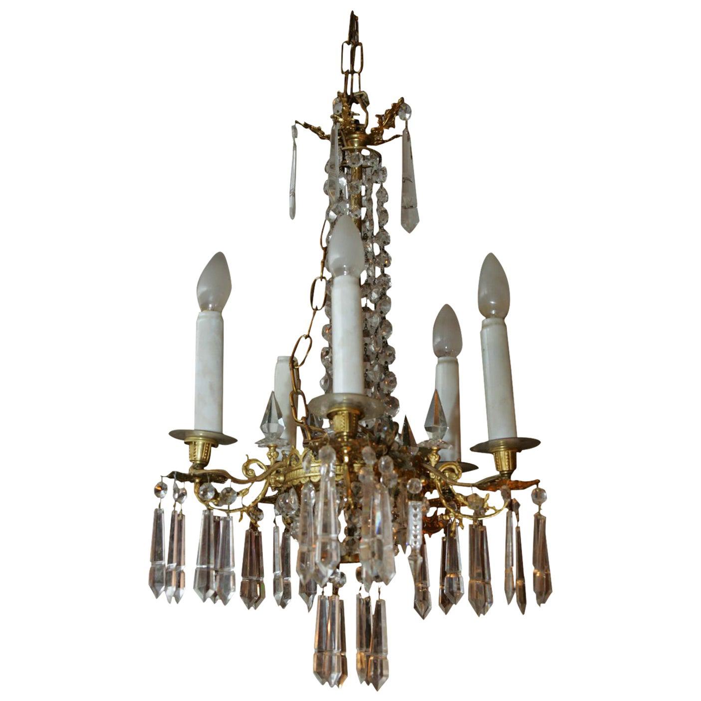 19th Century Biedermeier Style Antique Pendant Lamp Chandelier For Sale