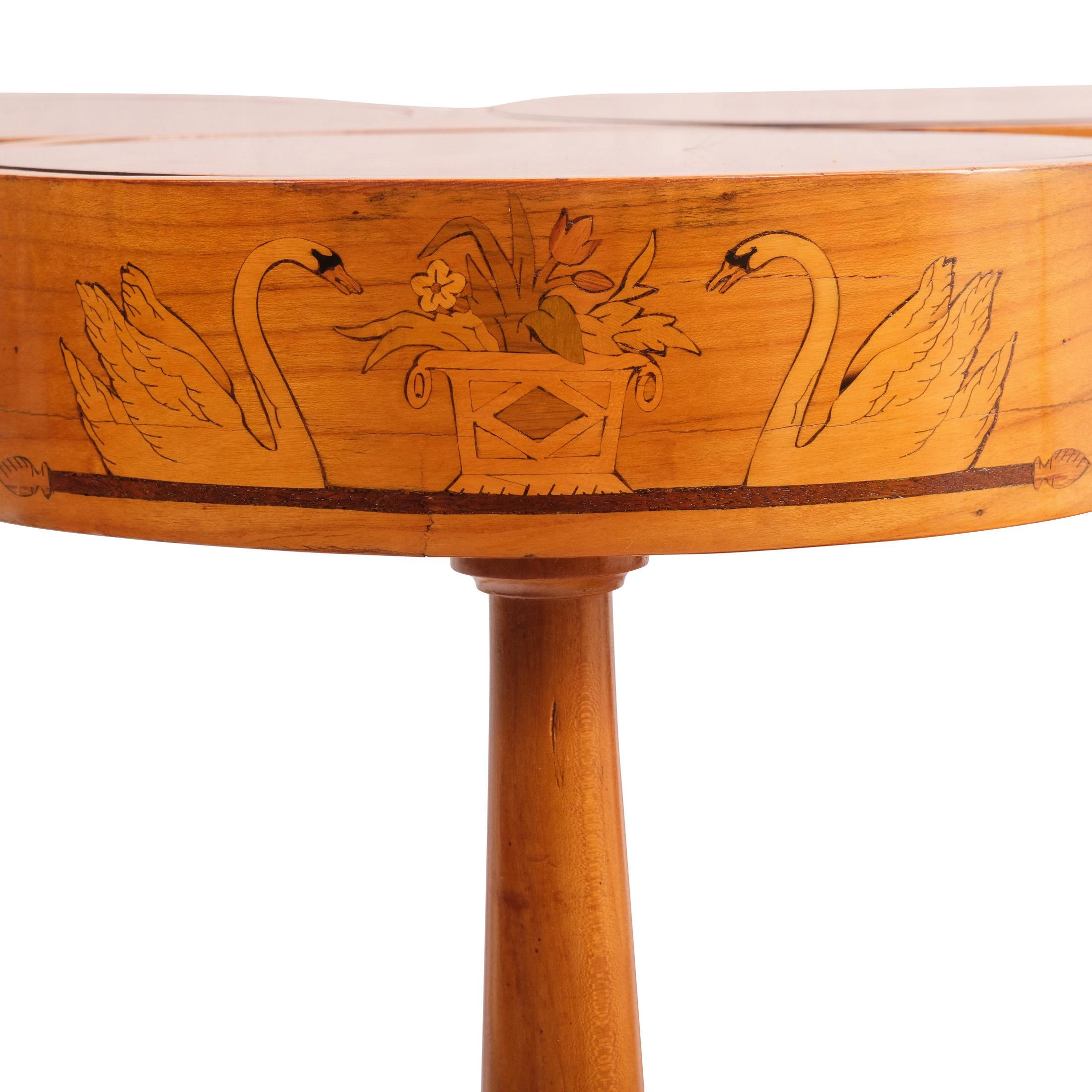 Cherry 19th Century Biedermeier Style Jardinière Side Table Swan For Sale