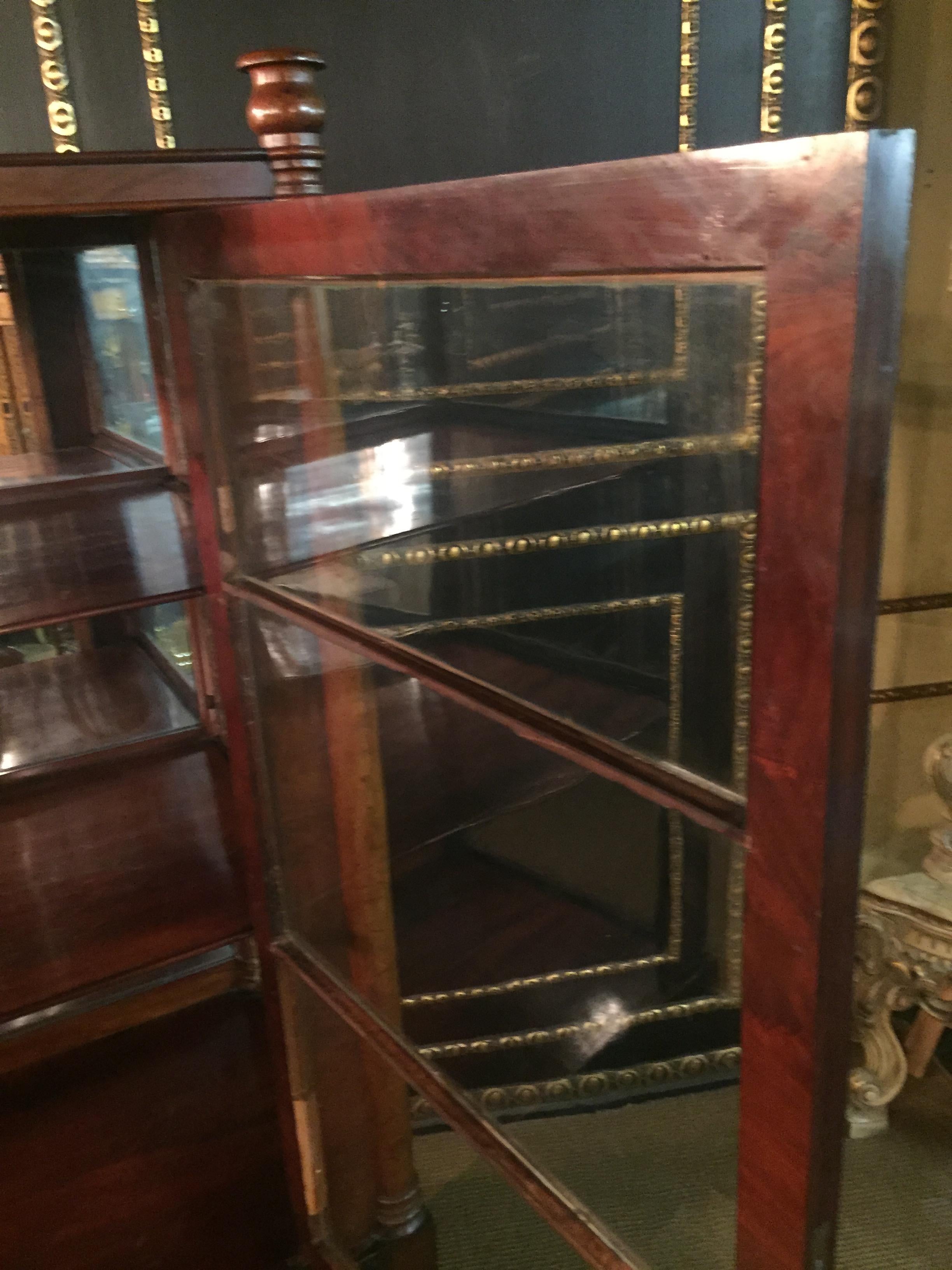 19th Century Biedermeier Style Three-Sided Glazed Glass Vitrine 7