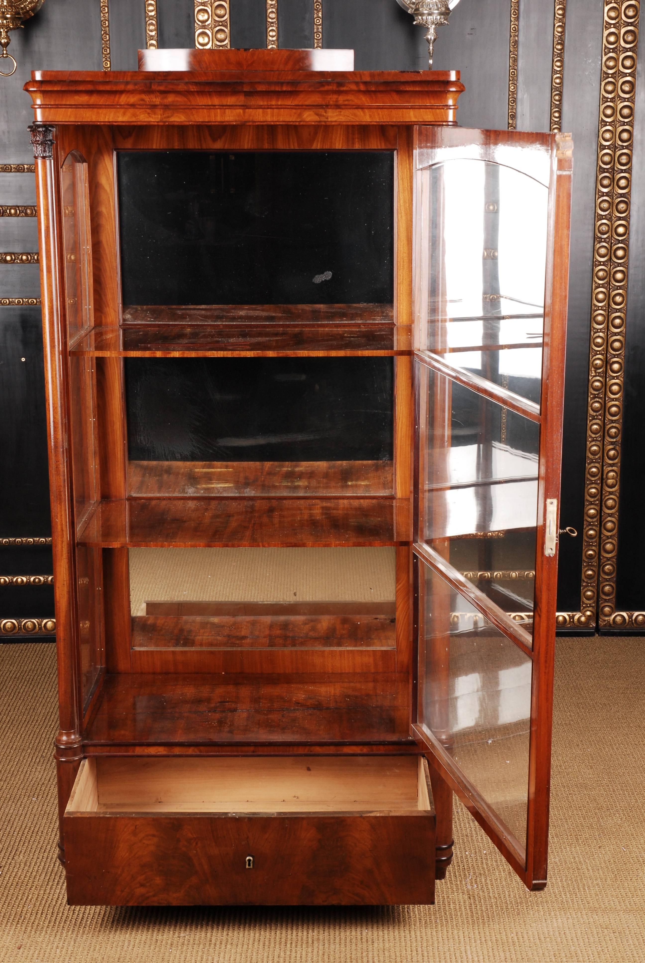 19th Century Biedermeier Style Three-Sided Glazed Vitrine For Sale 1