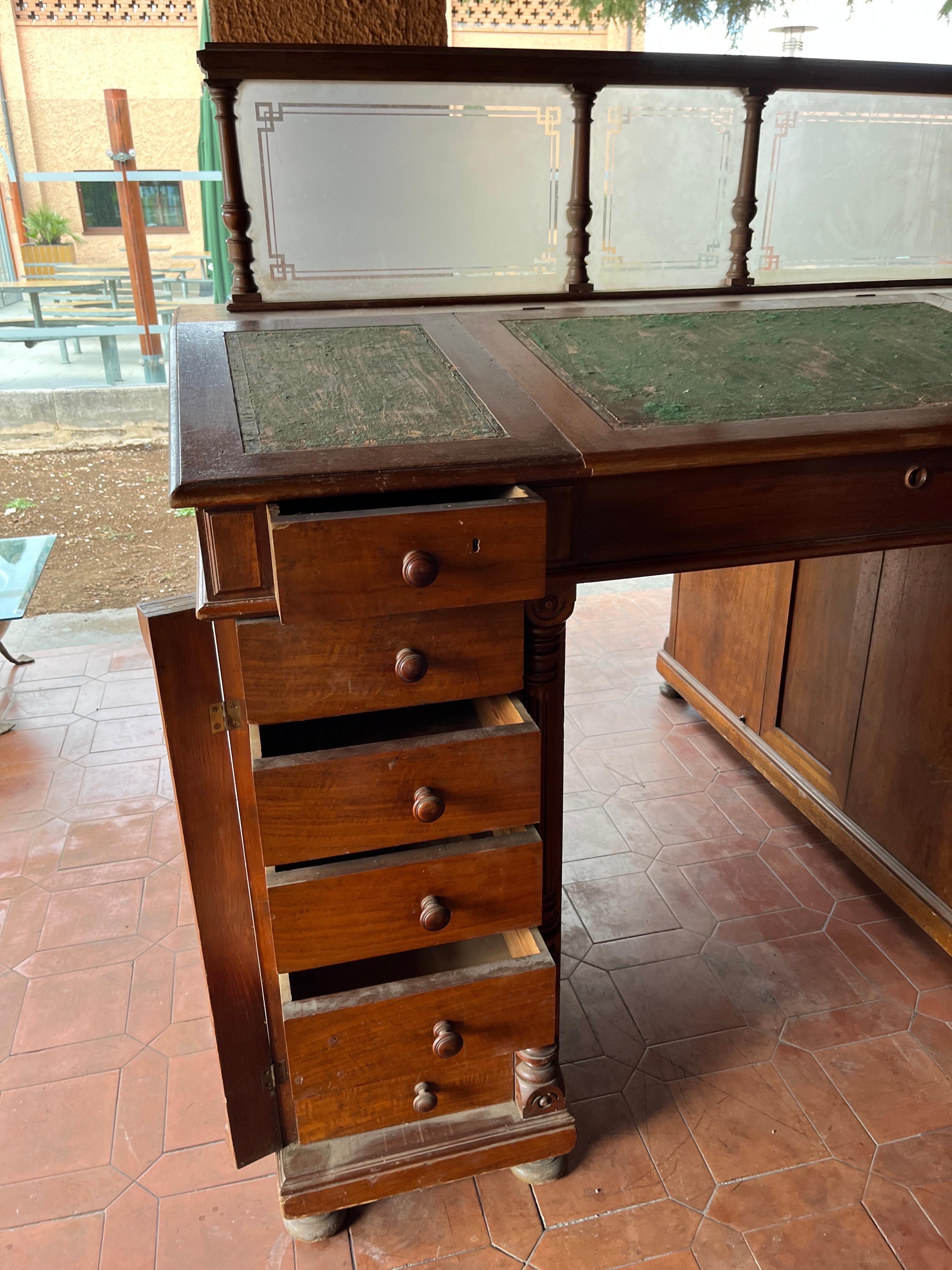 19th Century Biedermeier style Walnut Partner Desk Library 6