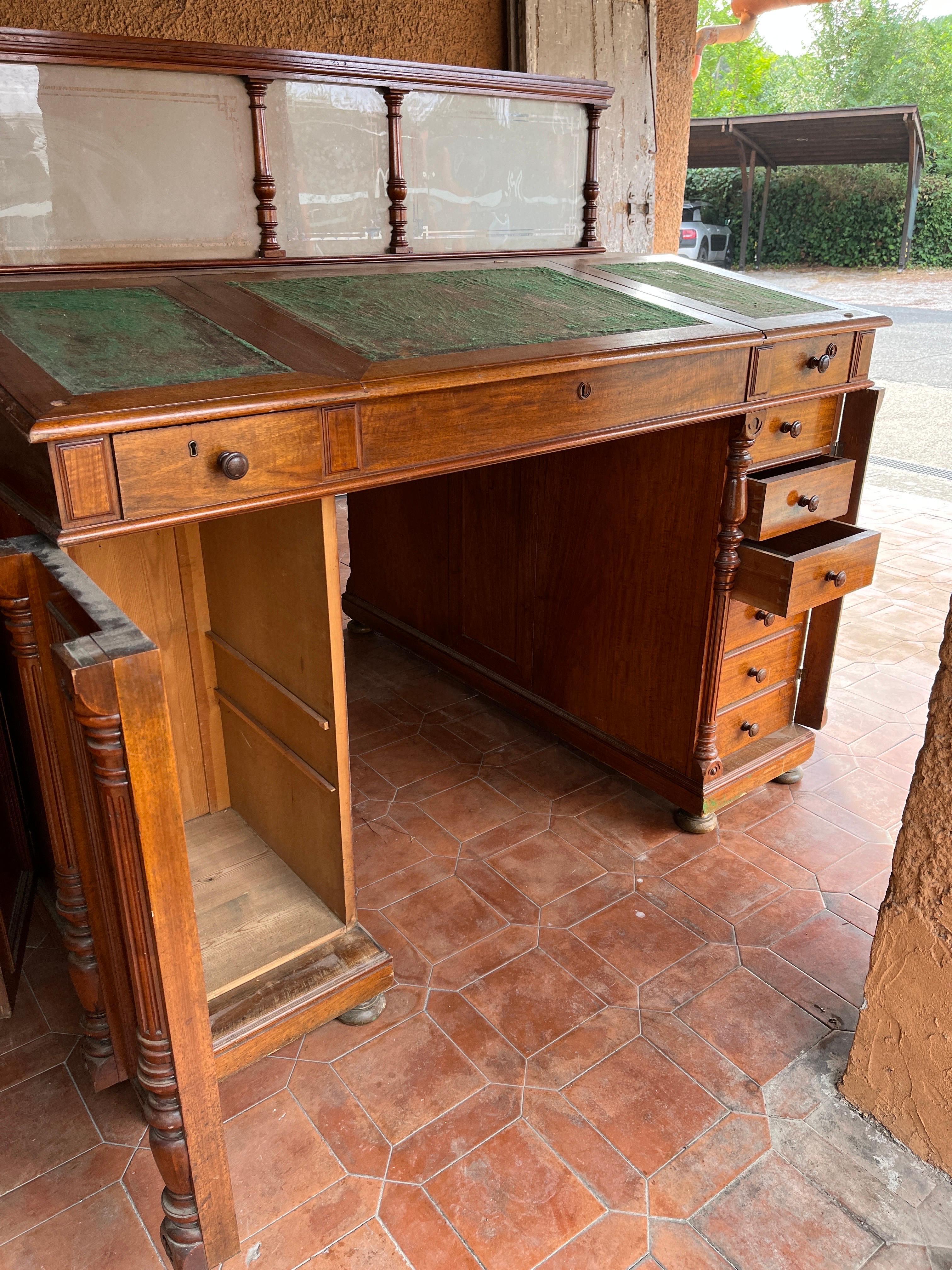 19th Century Biedermeier style Walnut Partner Desk Library 2