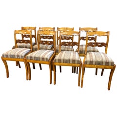 19th Century Biedermeier Sweden Birch 8 Chairs, 1840s