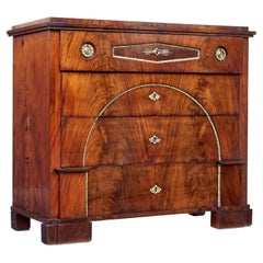 Commode secrétaire Biedermeier suédoise en acajou du 19ème siècle