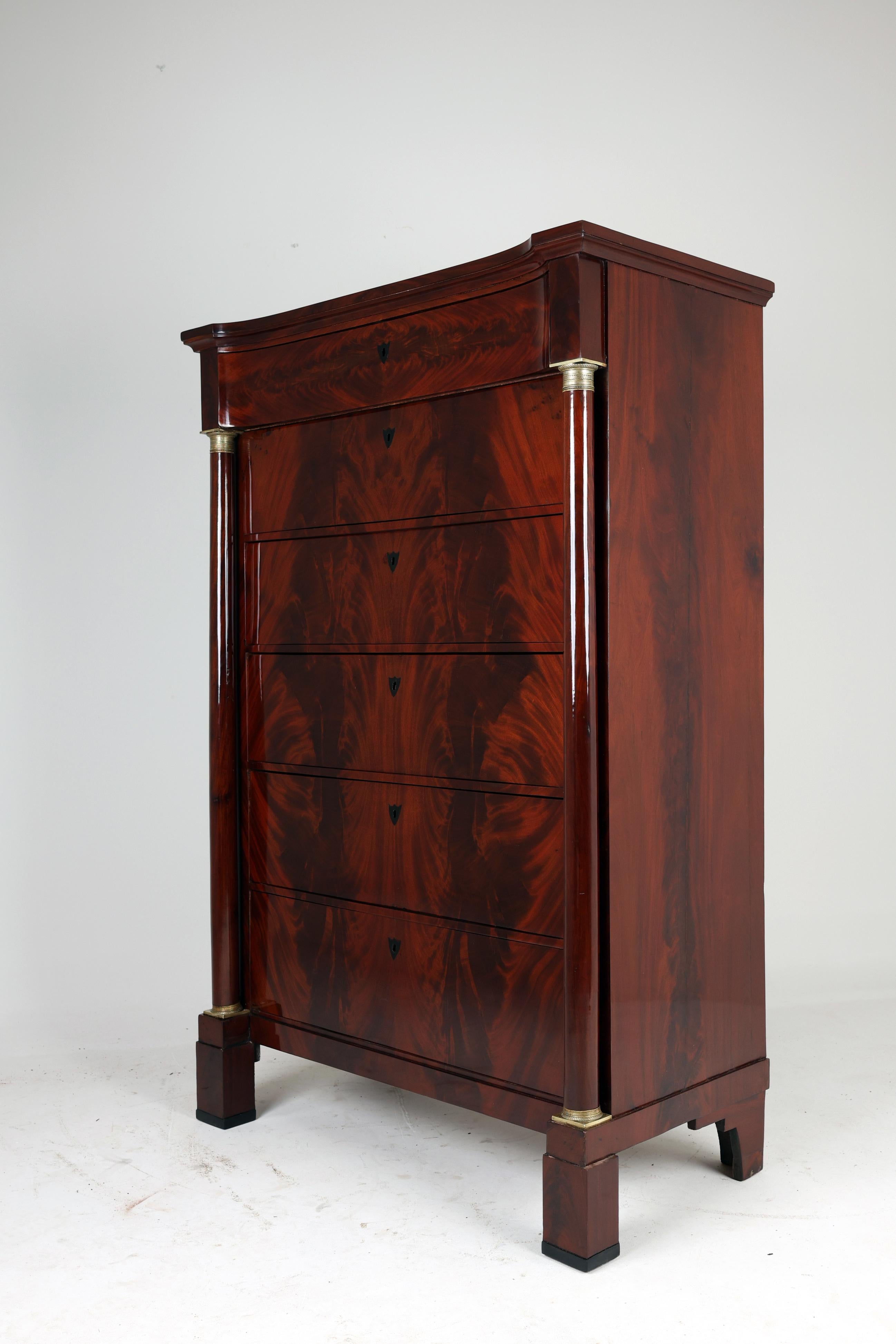 German 19th Century Biedermeier Tall Chest of Drawers For Sale